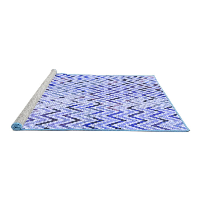 Sideview of Machine Washable Transitional Blue Rug, wshpat707blu