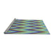 Sideview of Machine Washable Transitional Light Green Rug, wshpat708lblu