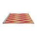 Sideview of Machine Washable Transitional Yellow Rug, wshpat708org