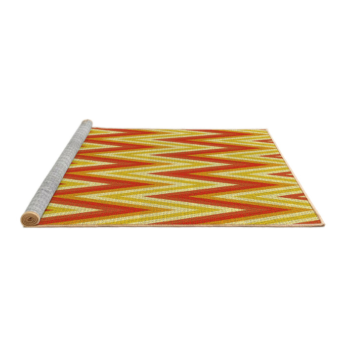 Sideview of Machine Washable Transitional Orange Red Orange Rug, wshpat708yw