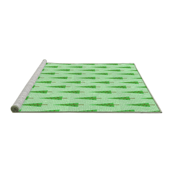 Sideview of Machine Washable Transitional Green Rug, wshpat709grn