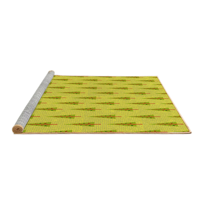 Sideview of Machine Washable Transitional Yellow Rug, wshpat710yw