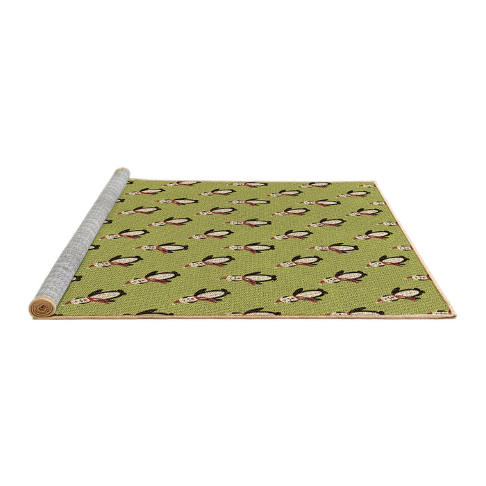 Sideview of Machine Washable Transitional Dark Yellow Green Rug, wshpat711brn