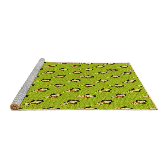 Sideview of Machine Washable Transitional Olive Green Rug, wshpat711yw
