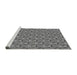 Sideview of Machine Washable Transitional Grey Gray Rug, wshpat712gry