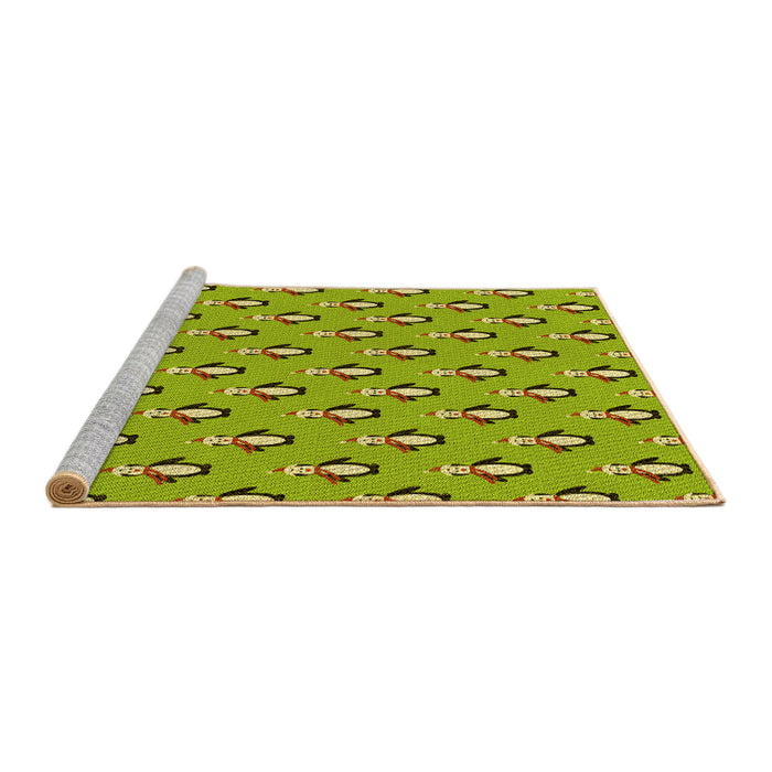 Sideview of Machine Washable Transitional Olive Green Rug, wshpat712yw