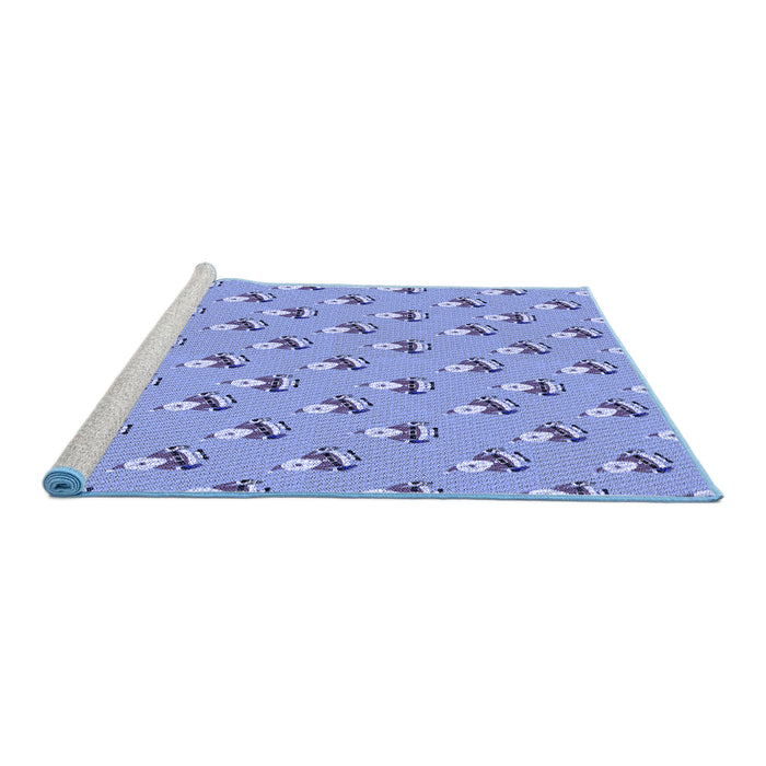Sideview of Machine Washable Transitional Sky Blue Rug, wshpat713blu