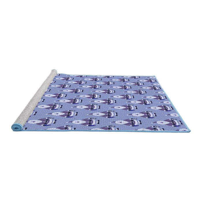 Sideview of Machine Washable Transitional Slate Blue Rug, wshpat714blu