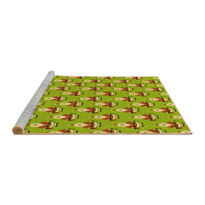 Sideview of Machine Washable Transitional Dark Yellow Green Rug, wshpat714yw
