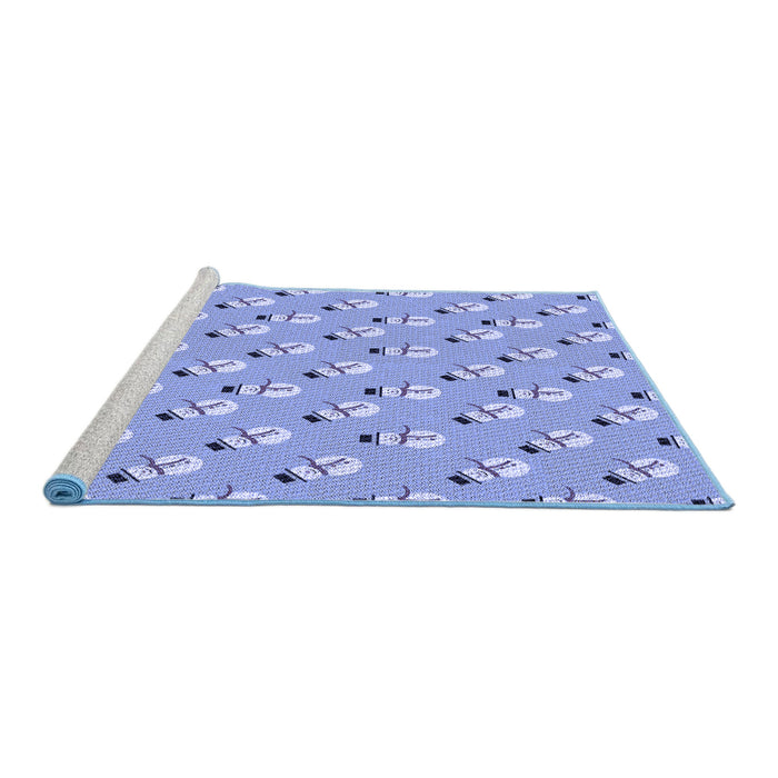 Sideview of Machine Washable Transitional Jeans Blue Rug, wshpat715blu