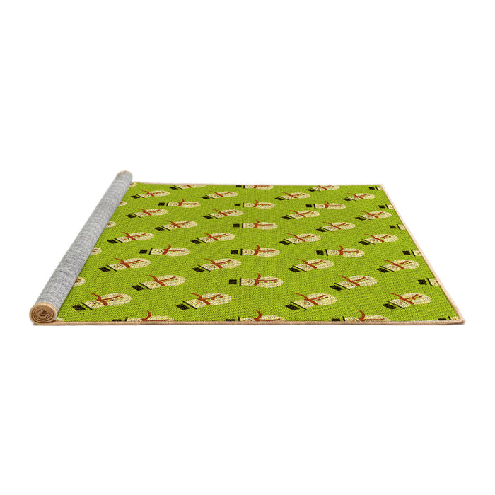 Sideview of Machine Washable Transitional Pistachio Green Rug, wshpat715yw