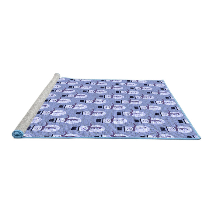 Sideview of Machine Washable Transitional Slate Blue Rug, wshpat716blu