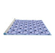 Sideview of Machine Washable Transitional Slate Blue Rug, wshpat716blu