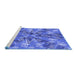 Sideview of Machine Washable Transitional Sky Blue Rug, wshpat717blu