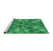 Sideview of Machine Washable Transitional Lime Mint Green Rug, wshpat717grn