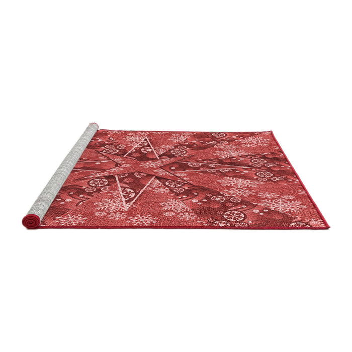 Sideview of Machine Washable Transitional Red Rug, wshpat717rd