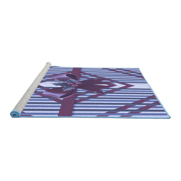 Sideview of Machine Washable Transitional Denim Blue Rug, wshpat718blu