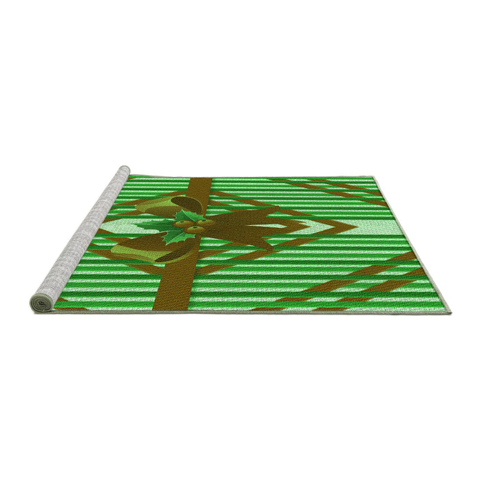 Sideview of Machine Washable Transitional Green Rug, wshpat718grn