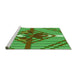 Sideview of Machine Washable Transitional Green Rug, wshpat718grn