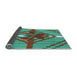 Thickness of Patterned Turquoise Green Rug, pat718lblu