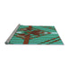 Sideview of Machine Washable Transitional Turquoise Green Rug, wshpat718lblu