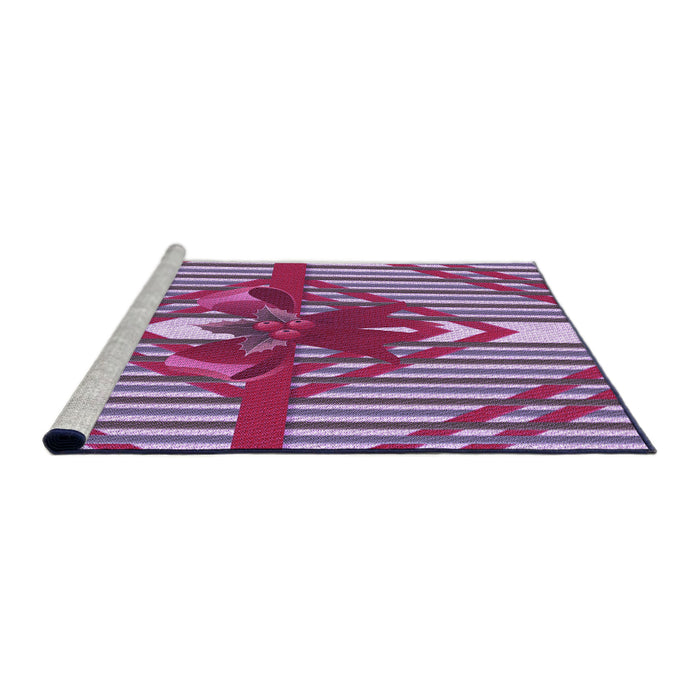 Sideview of Machine Washable Transitional Burnt Pink Rug, wshpat718pur