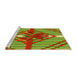 Sideview of Machine Washable Transitional Yellow Green Rug, wshpat718yw