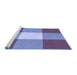 Sideview of Machine Washable Transitional Sky Blue Rug, wshpat723blu