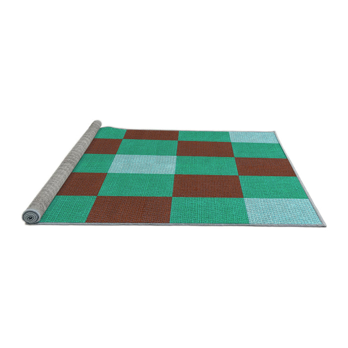 Sideview of Machine Washable Transitional Turquoise Green Rug, wshpat724lblu