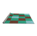 Sideview of Machine Washable Transitional Turquoise Green Rug, wshpat724lblu