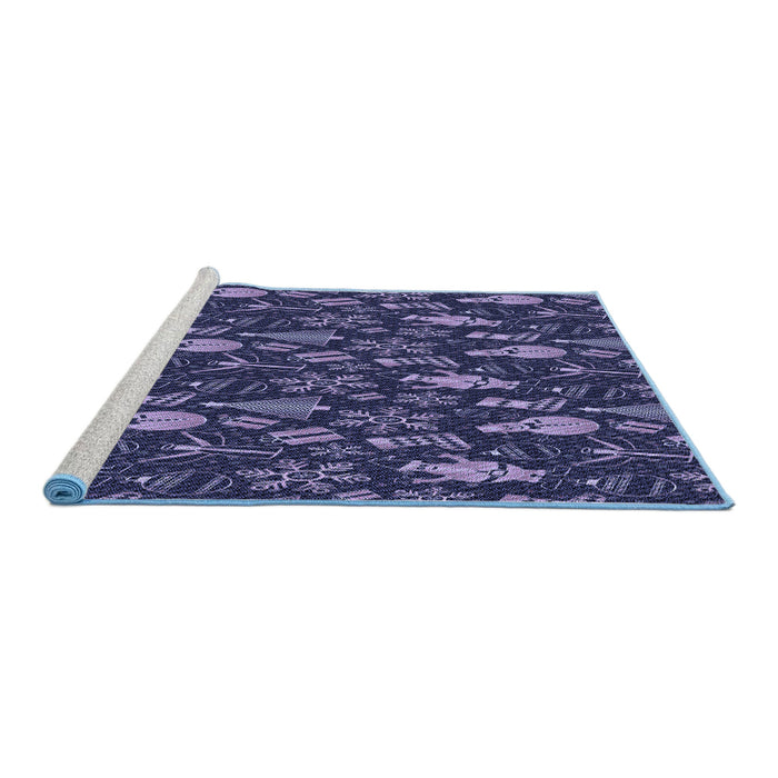 Sideview of Machine Washable Transitional Night Blue Rug, wshpat725blu