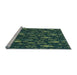 Sideview of Machine Washable Transitional Deep Teal Green Rug, wshpat725lblu