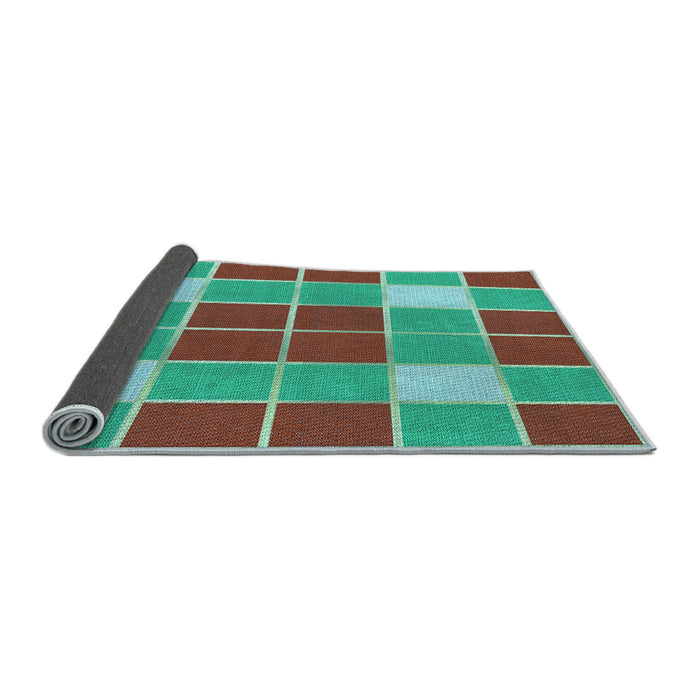 Thickness of Patterned Turquoise Green Rug, pat726lblu