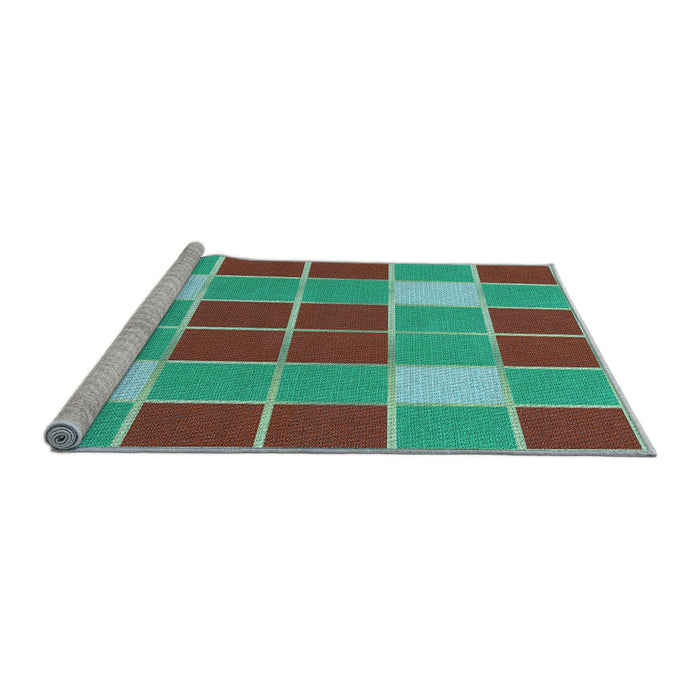 Sideview of Machine Washable Transitional Turquoise Green Rug, wshpat726lblu