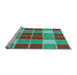 Sideview of Machine Washable Transitional Turquoise Green Rug, wshpat726lblu