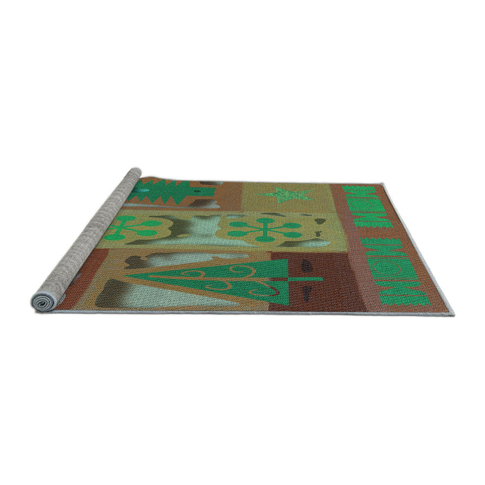 Sideview of Machine Washable Transitional Green Rug, wshpat727lblu