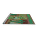 Sideview of Machine Washable Transitional Green Rug, wshpat727lblu