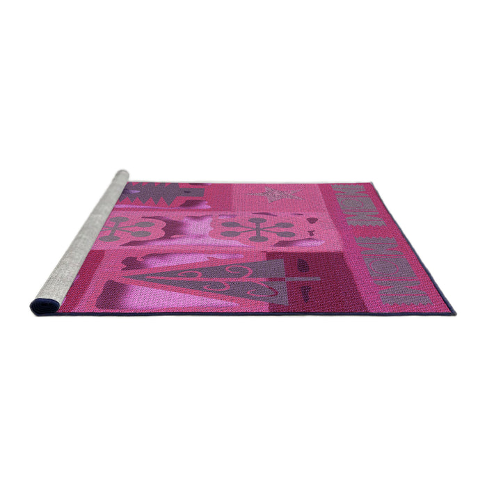 Sideview of Machine Washable Transitional Neon Pink Rug, wshpat727pur