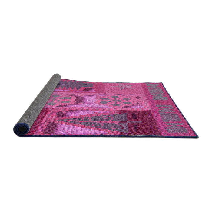Thickness of Patterned Neon Pink Rug, pat727pur