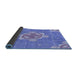 Thickness of Patterned Denim Blue Rug, pat728blu