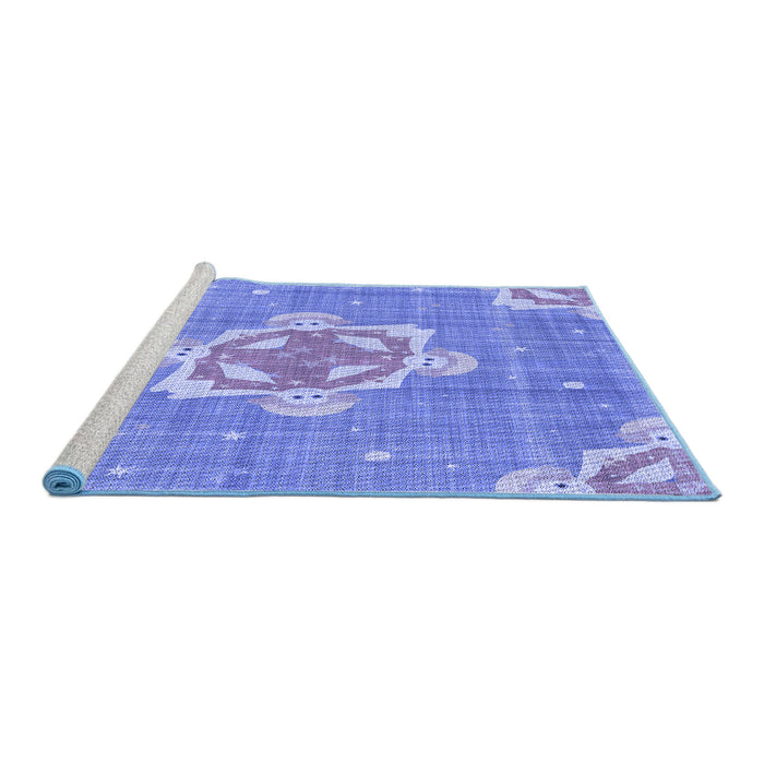 Sideview of Machine Washable Transitional Denim Blue Rug, wshpat728blu
