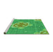 Sideview of Machine Washable Transitional Neon Green Rug, wshpat728grn