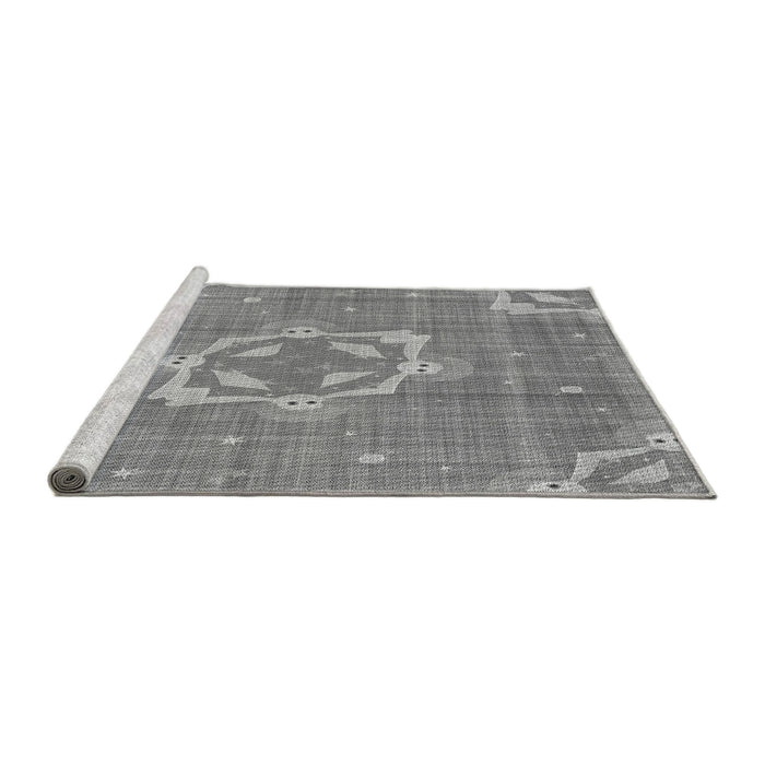 Sideview of Machine Washable Transitional Smokey Gray Rug, wshpat728gry