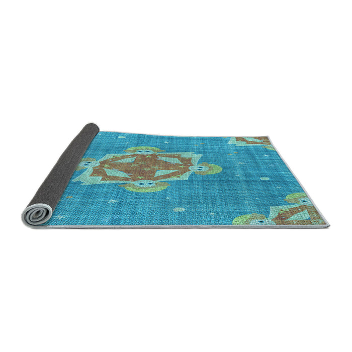 Thickness of Patterned Blue Ivy Blue Rug, pat728lblu