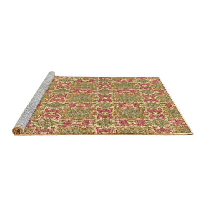 Sideview of Machine Washable Transitional Metallic Gold Rug, wshpat729brn