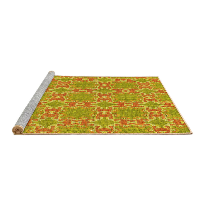Sideview of Machine Washable Transitional Deep Yellow Rug, wshpat729yw
