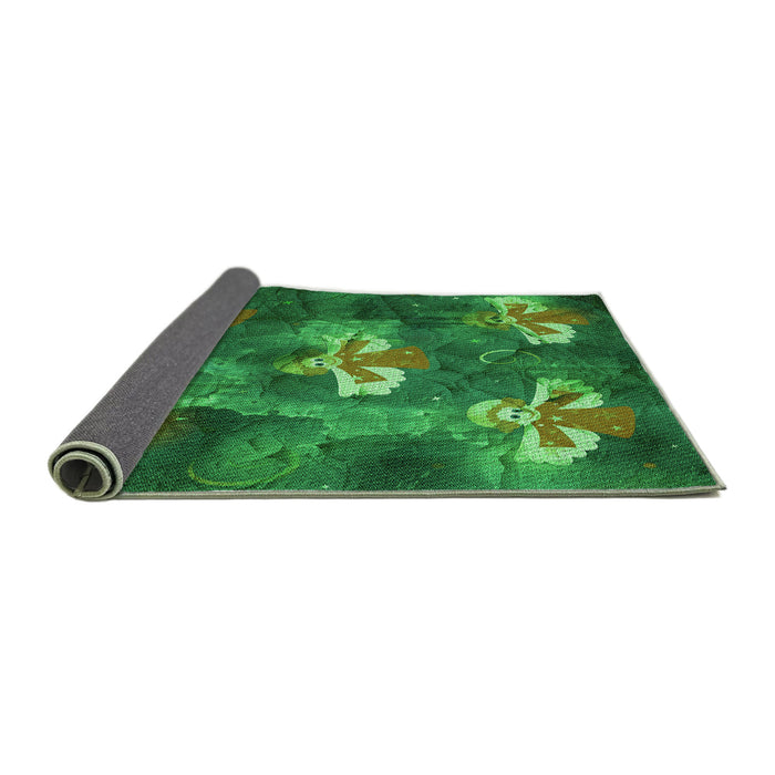 Thickness of Patterned Deep Emerald Green Rug, pat730grn