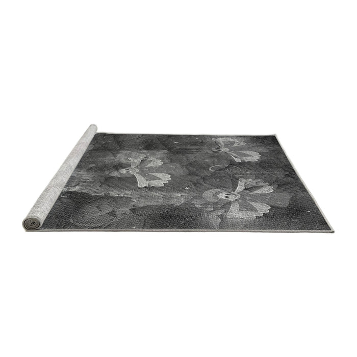 Sideview of Machine Washable Transitional Gray Rug, wshpat730gry