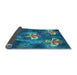 Thickness of Patterned Dark Turquoise Green Rug, pat730lblu