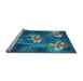 Sideview of Machine Washable Transitional Dark Turquoise Green Rug, wshpat730lblu